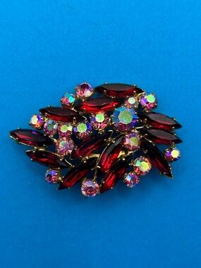 Red Rhinestone brooch